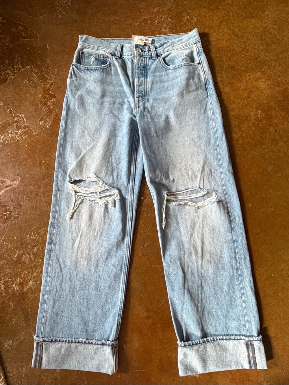 Madewell Low Slung Ripped Baggy Jeans